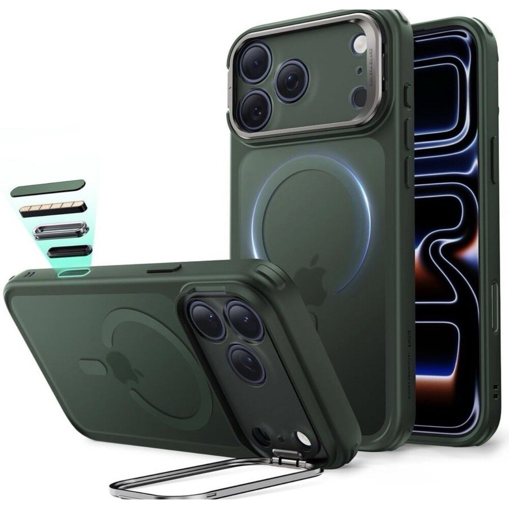 ESR for iPhone 17 Pro Case Stash Stand, Camera Control Cover, Frosted Green